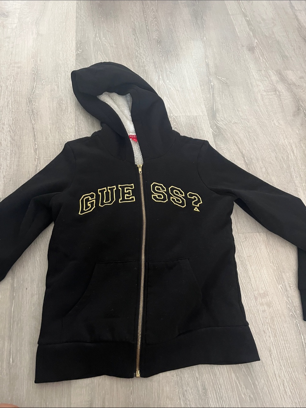 GUESS Black Hoodie with Gold Lettering